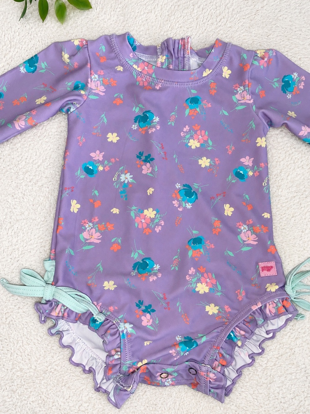 Ruffle Butts Purple Floral Swimsuit 3-6M